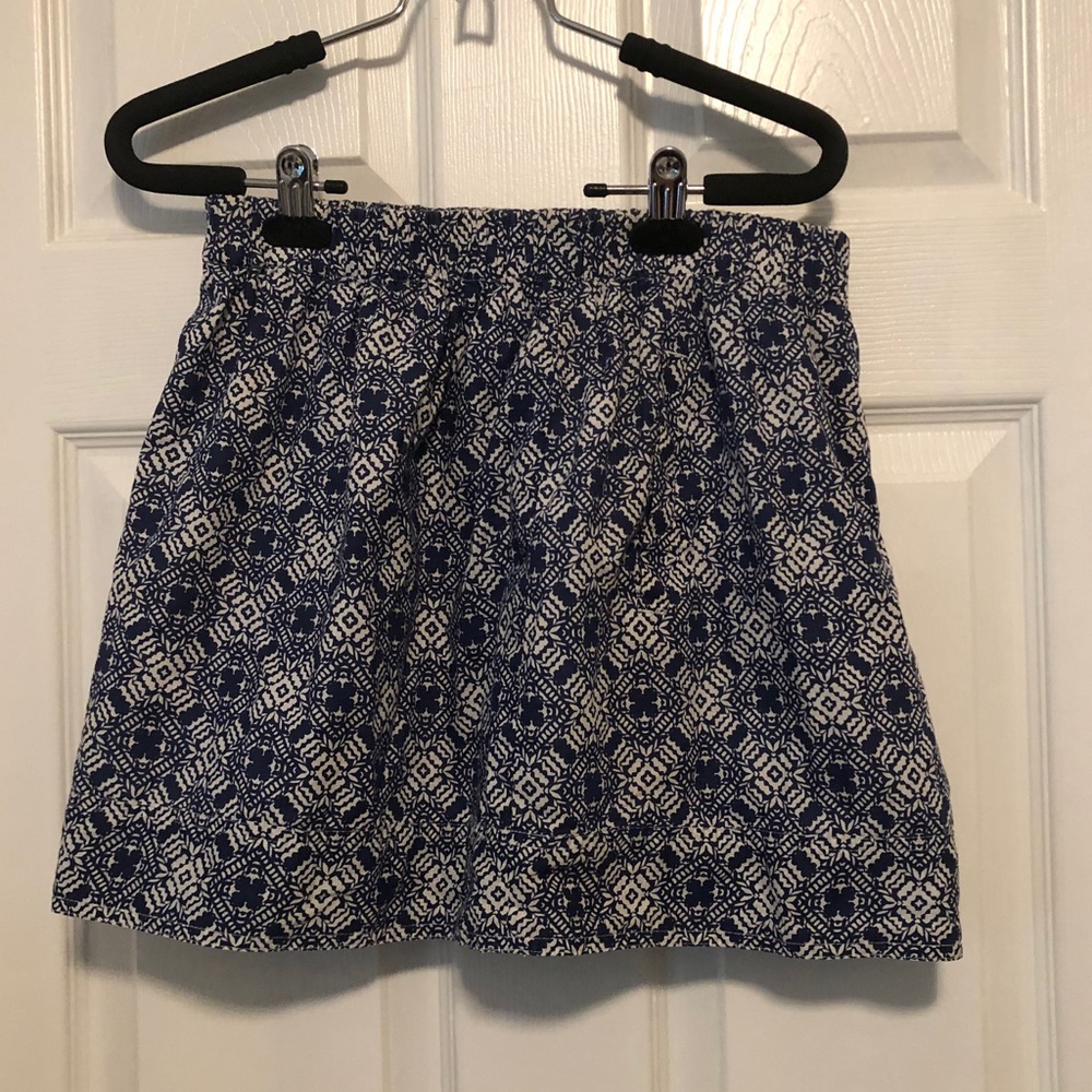 Sz. Sm. J. Crew Blue/White Print Cotton Skirt